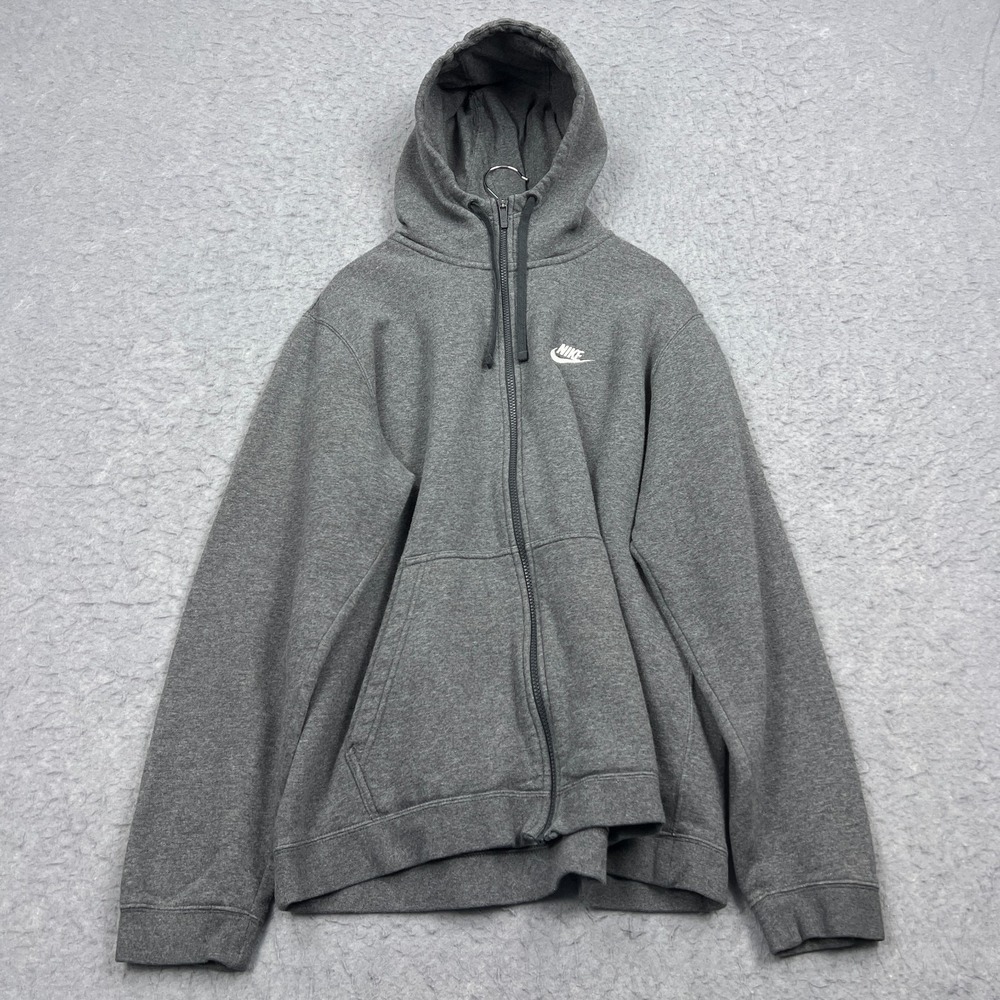 Nike Hoodie Men's XL Gray‎ Full Zip Club Fleece Sweatshirt Jacket Outdoor 804389